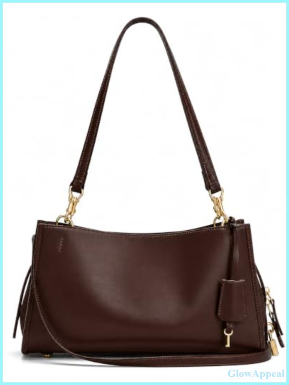 Faux Suede Hobo Shoulder Bag Lock & Key Magnetic Snap Tote Purse